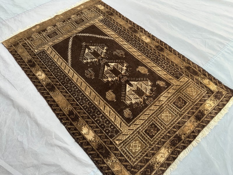 3x5 Vintage Afghan Rug Hand-Knotted Wool Tribal Geometric Brown Beige Carpet gallery