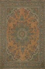 Orange Traditional Area Rug 10×13 Hand-knotted Floral Wool Living Room Carpet
