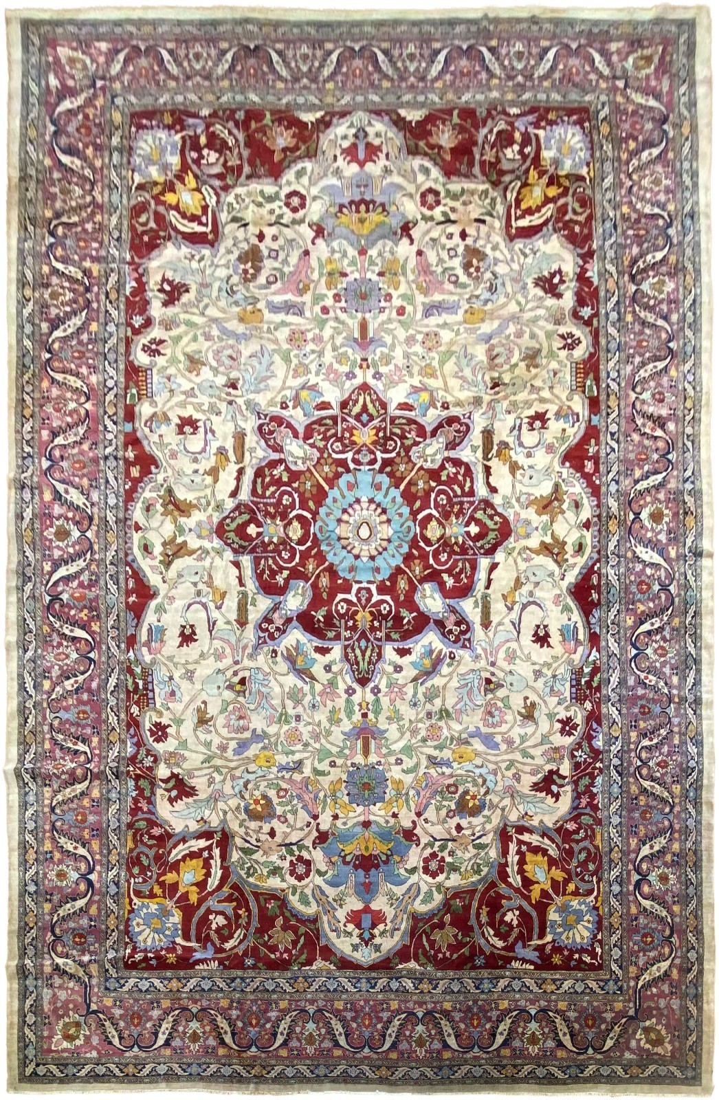 16x24 Rare Antique Agra Mogul Palace Rug Floral Medallion 488cm x 716cm C.1900 gallery