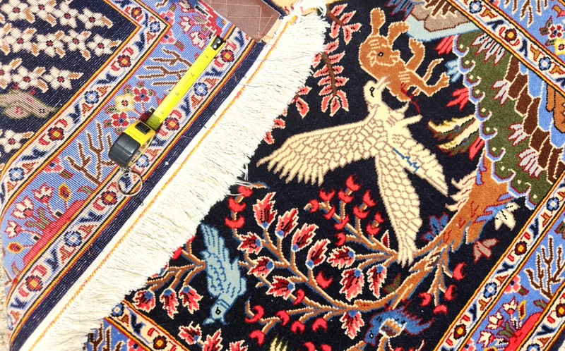 *35" X 28" ANTIQUE HAND-KNOTTED PERSAN TABRIZI QOUM KASHANI tree of life WOOLRUG gallery