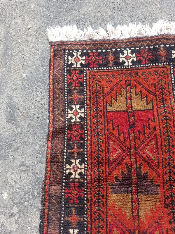 Vintage Hand Made Traditional Rug Oriental Wool Multicolor Carpet 90x49 cm gallery
