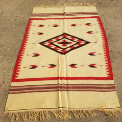 Antique Handwoven Mexican Serape Multicolor Indian Rug Wool Carpet 168×103 cm