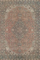 Vintage Wool Geometric Traditional Area Rug 8×11 ft Hand-knotted for Living Room