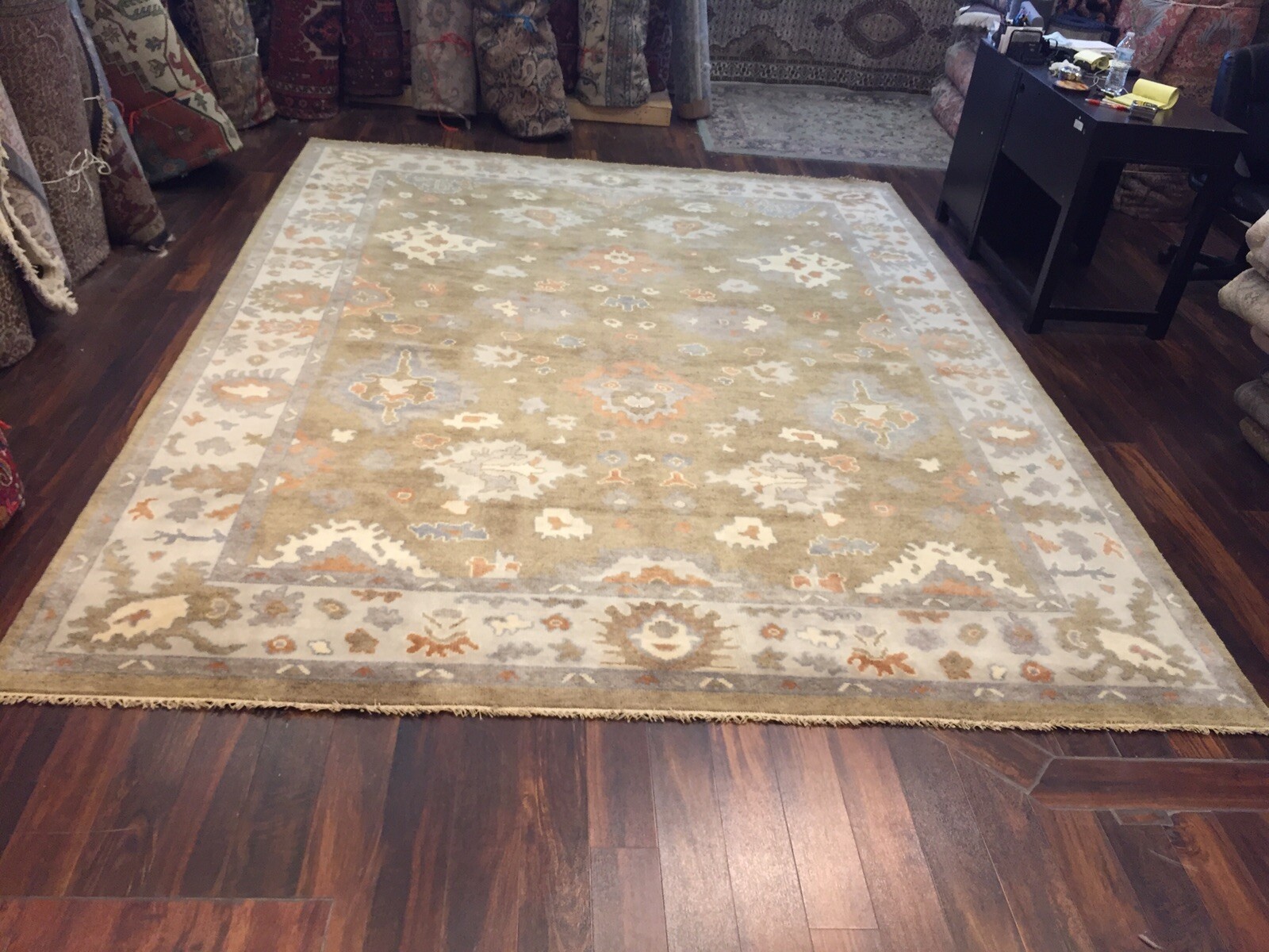 Unique Genuine Hand Knotted Oushak Geometric Area Rug Carpet 9’3”x11’10”,#15 gallery