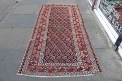 Antique Worn Hand Made Traditional Oriental Wool Brown Pink Large Rug 234x113cm