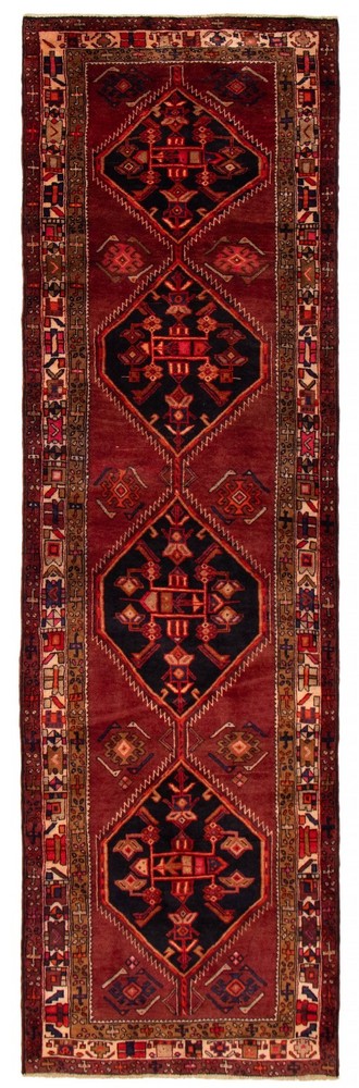 3'11" x 13'3" Vintage Hand-knotted Runner Rug Traditional Oriental Wool Carpet