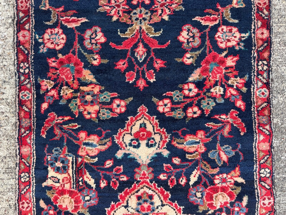 2x9 BLUE VINTAGE RUNNER RUG HAND-KNOTTED ANTIQUE ORIENTAL handmade navy 2x8 2x10