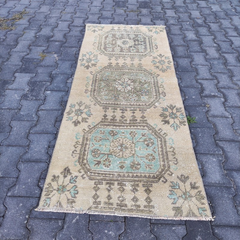 Pastel Vintage Area Rug 2.62 x 6.36 ft , 3x6 Handmade Wool Rug 80 x 194 cm gallery