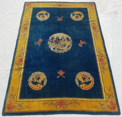 Vintage Chinese Peking Handmade Birds Phoenix Multicolor Rug Carpet 293×200 cm