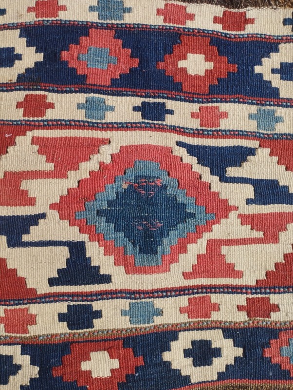 Vintage Handmade Turkish Anatolian Geometric Wool Kilim Rug 49x48 cm gallery