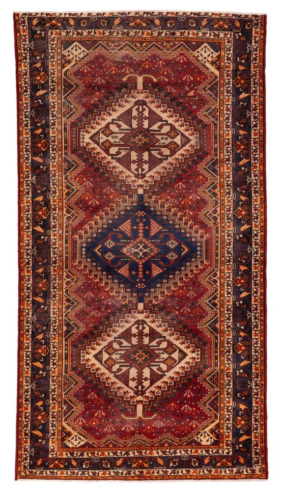 Vintage Geometric Area Rug 5'3" x 9'10" Traditional Hand-Knotted Wool Carpet