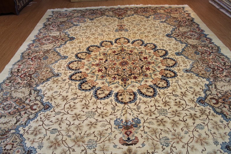 ANTIQUE_HAND-MADE_TABREZ_RUG_10'x14' Circa 1920's Antique Floral Design Genuine gallery