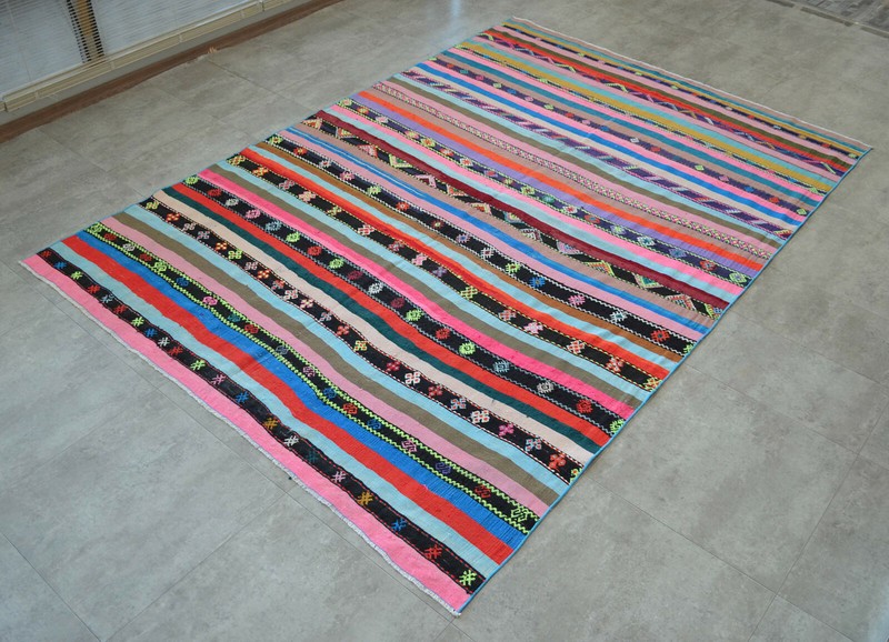 6x8 Rug Hand Woven Turkish Rug Colorful Area Rug Shabby Chic Rug 5'9" x 8'3" gallery