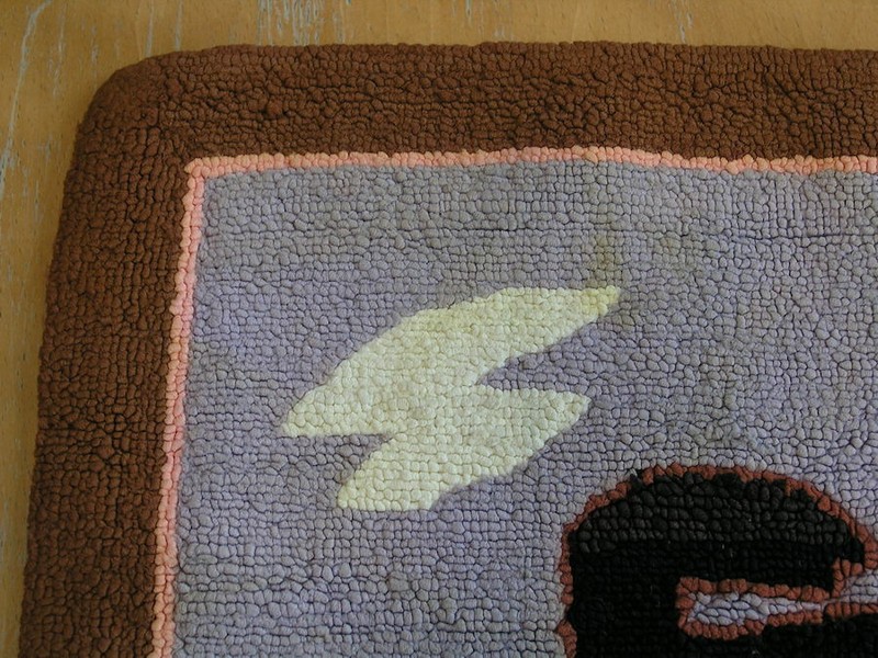Grenfell Labrador Newfoundland Silk Stocking Hooked Rug Animal Mat 16x14" AS IS gallery