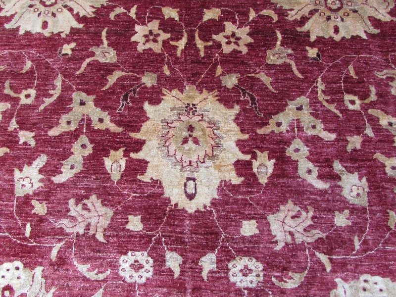 Traditional Hand Made Afghan Oriental Wool Burgundy Red Zigler Carpet 393x297cm gallery
