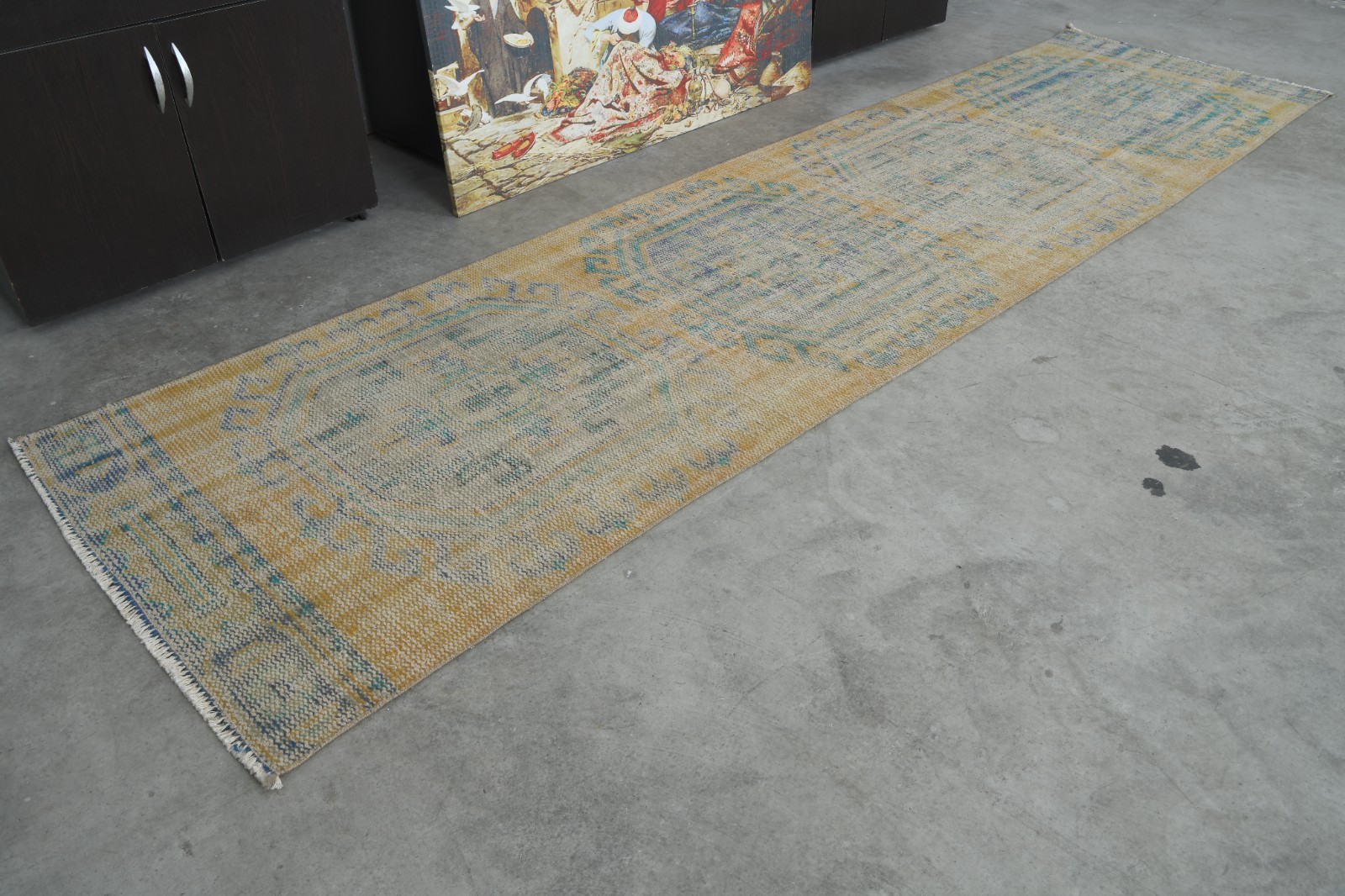 3x11 ft, turkish rug runner, hand-knotted vintage runner, oushak runner rug, 82 gallery
