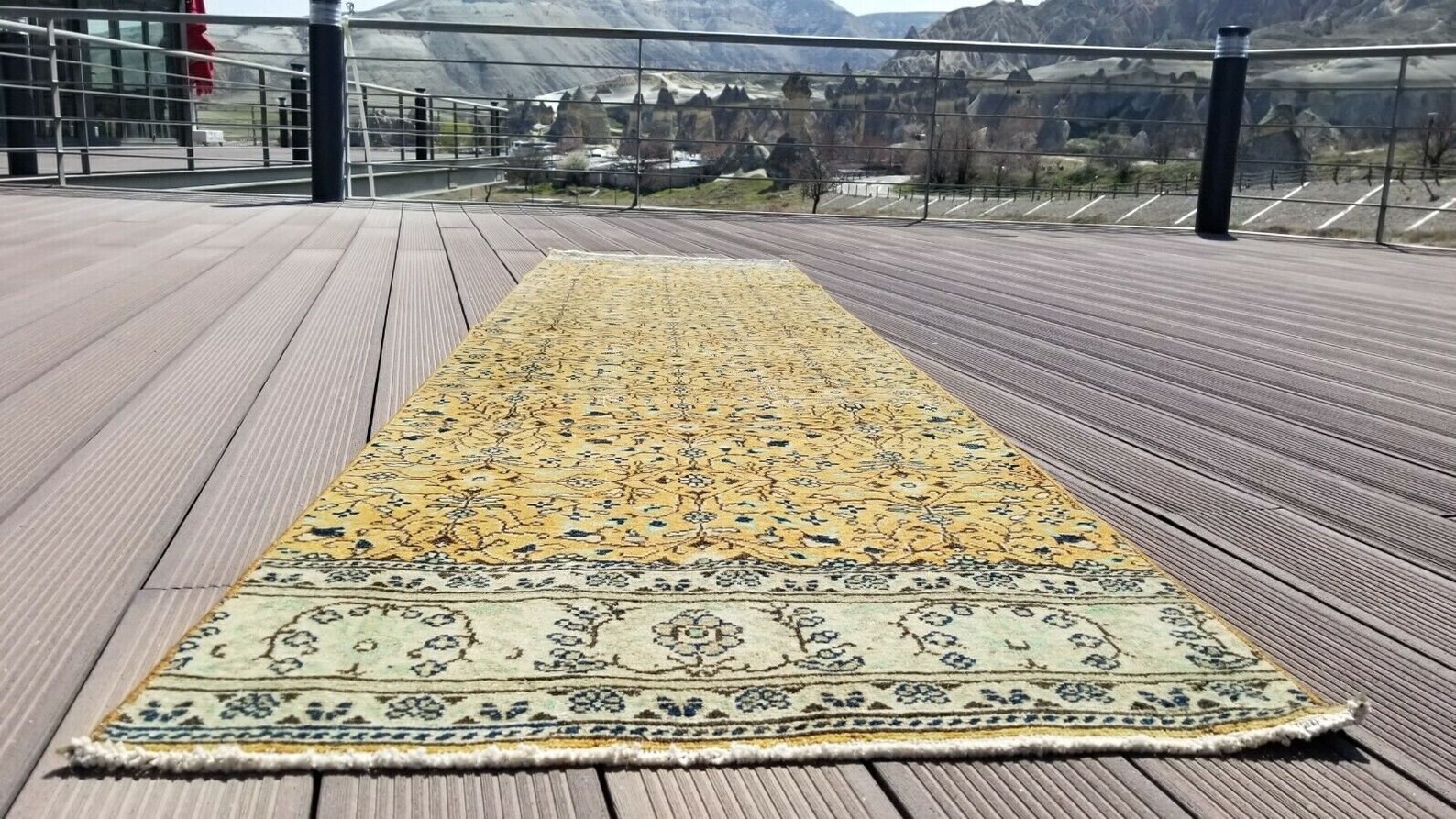 Beautiful Cr1930-1939s Antique Wool Pile Floral Hereke Runner Rug 2 '4"× 9'3" gallery