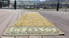 Beautiful Cr1930-1939s Antique Wool Pile Floral Hereke Runner Rug 2 ‘4″× 9’3″