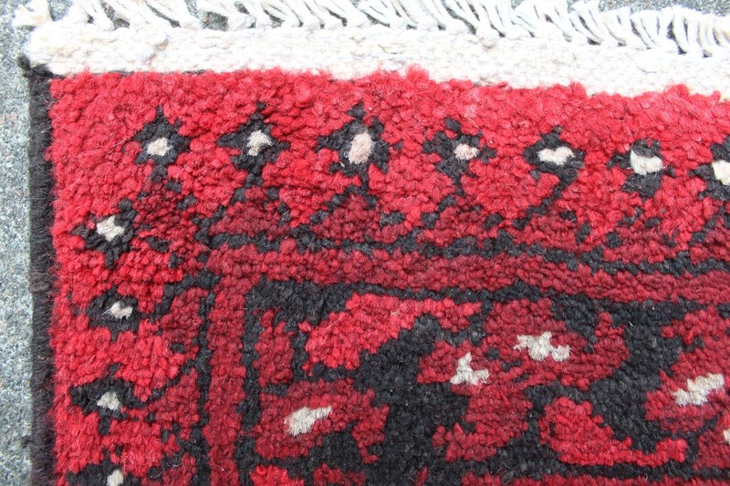 Vintage Hand Made Traditional Rug Oriental Wool Red Small Rug 63x48cm gallery