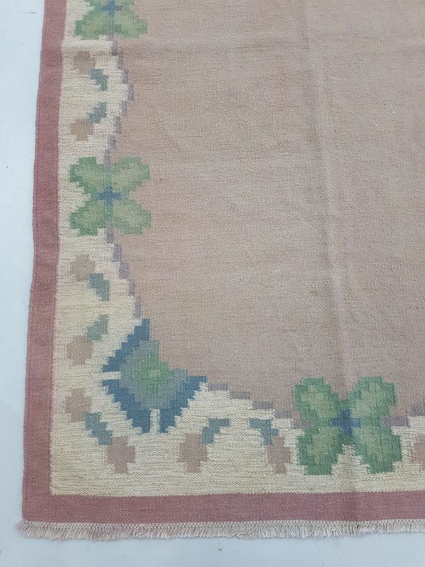 Vintage Handmade Traditional Swedish Floral Kilim Floor Rug Carpet 227x167 cm gallery