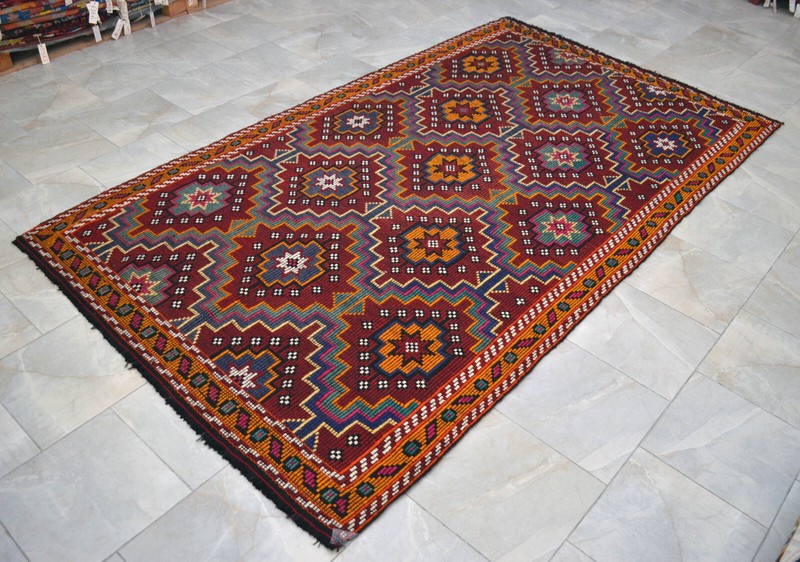 6x10 Rug Hand Made Turkish Rug Vintage Goat hair Kilim Rug Actual 5'9" x 10'4" gallery