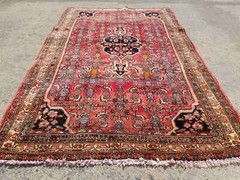 Vintage Distressed Hand Made Traditional Oriental Wool Red Rug 5.3×3.2ft