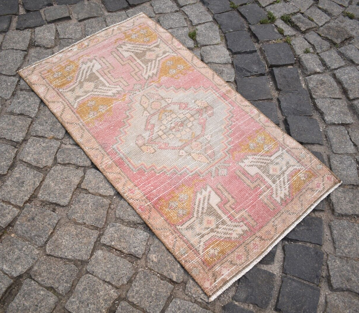 Turkish Rug 1'8'' x 3'1'' ft Vintage Small Rug Anatolian Oushak Low Pile Carpet gallery