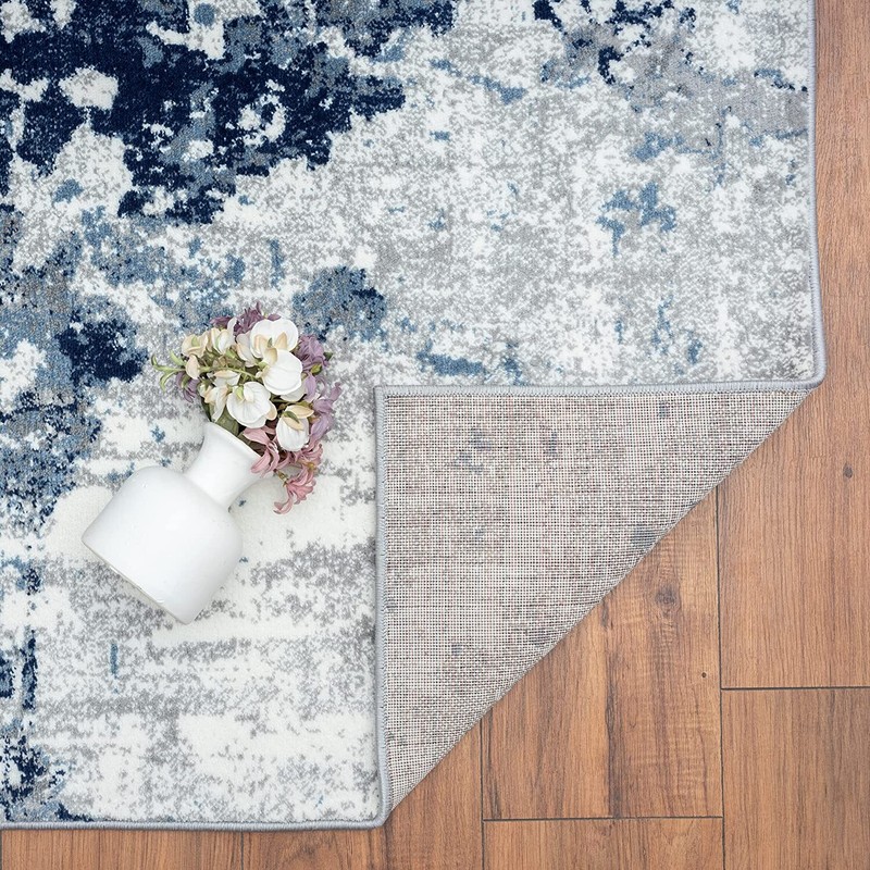 Contemporary Area Rug Blue Abstract Modern Rug Top Quality Carpets Premium Rugs gallery