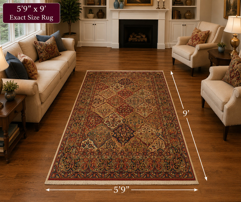 MINT AUTHENTIC KARASTAN KIRMAN MULTI_COLOR PANEL PATTERN #717 RUG CARPET 5.9x9 gallery