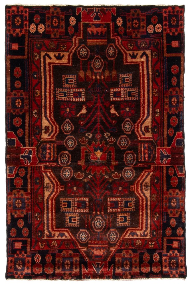 Vintage 3'5" x 5'1" Traditional Hand Knotted Vegetable Dye Wool Area Rug