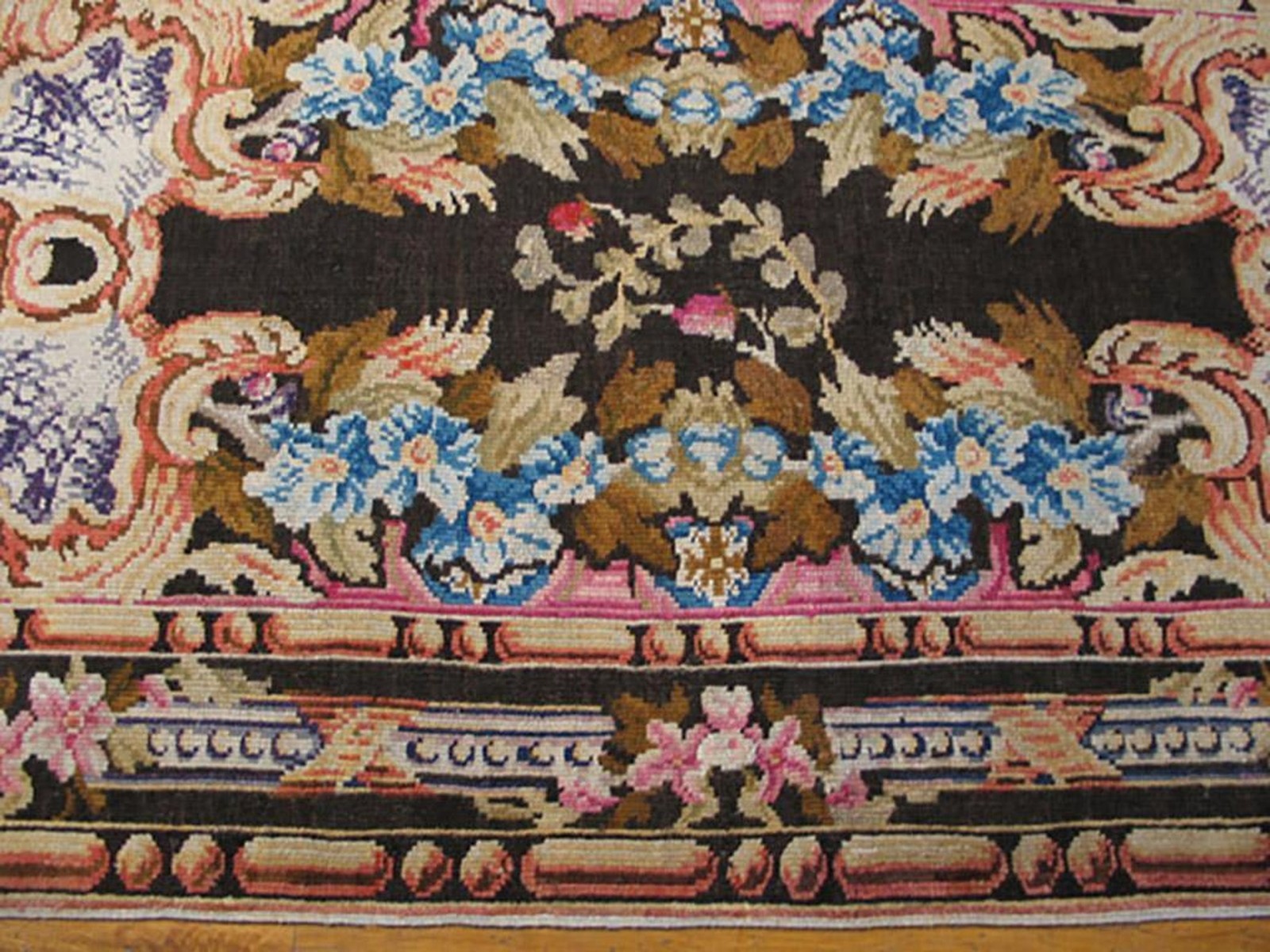 4x7 Antique Axminster Black Wool Area Rug 1750 gallery