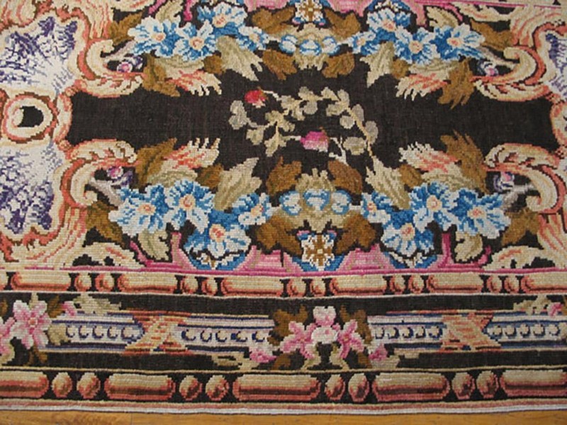 4x7 Antique Axminster Black Wool Area Rug 1750 gallery
