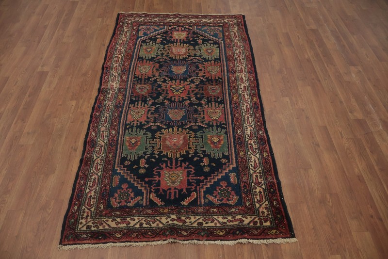 Pre-1900 Handmade Runner Antique Rug 3x7 Vegetable Dye Traditional Wool Carpet gallery