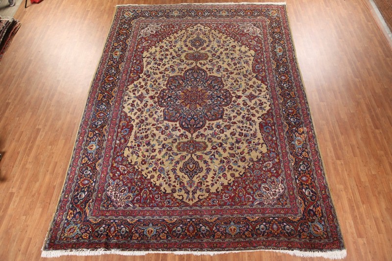 Pre-1900 Antique Vegetable Dye Gold Heriz 11'x16' Handmade Dining Room Area Rug gallery