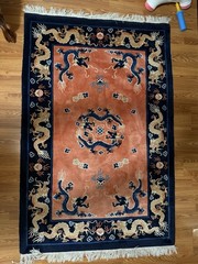 Chinese Vintage Carpet Wool Area Rug 16 Dragon Amazon Design Hand Knotted 4×6 Ft