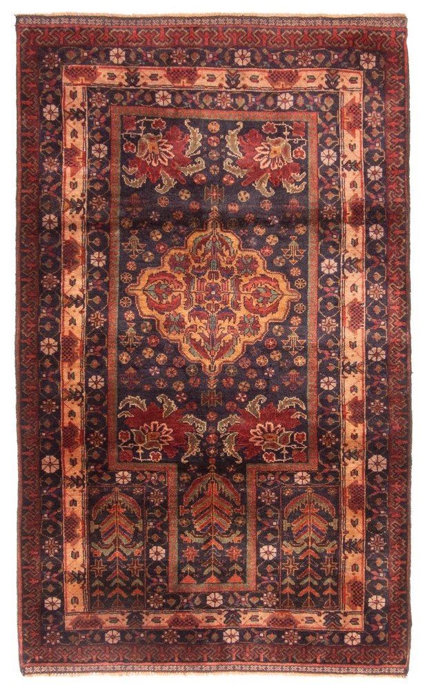 Vintage 3'1" x 5'2" Traditional Hand Knotted Vegetable Dye Wool Area Rug