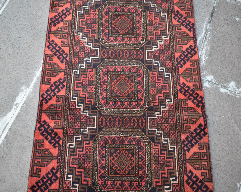 Vintage Afghan Rug 27'' x 141'' Afghan Hand-knotted Tribal Runner Rug Wool Rug gallery