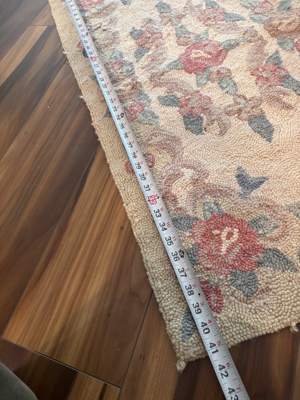 Vintage American Handmade Hooked Rug Wool Floral 21”x41” Cottage Grannycore 2x3 gallery