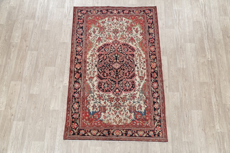 Pre-1900 Antique Traditional Area Rug 4x7 Ft Handmade 100% Vegetable Dye Carpet gallery