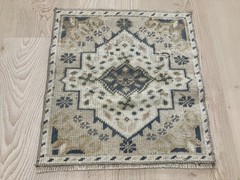 Brown rug, Turkish rug, Vintage small rug, Square rug, Doormat, 1.3 x 1.3 ft