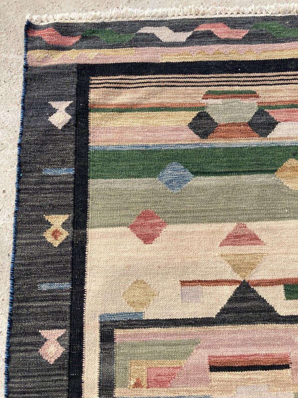 Vintage Handmade Turkish Geometric Wool Kilim Rug 160x92 cm gallery