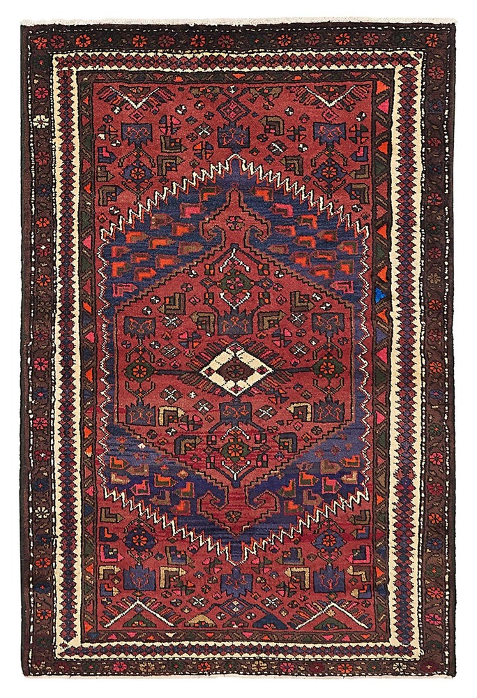 Vintage Hand-Knotted Area Rug 4'0" x 6'1" Traditional Wool Carpet