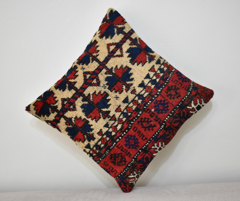 Antique Tribal Pillow Cover Sofa Rug 16'' x 16'' Made Of Antique Cushion Carpet gallery