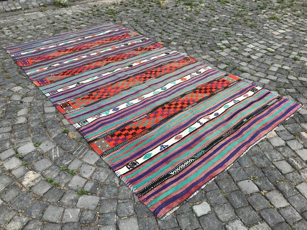 Vintage Kilim Rug Bohemian Large Kilim Turkish Handmade Kilim 10.8 X 5.6 Ft
