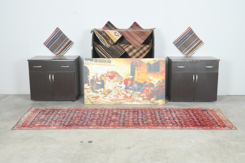 3x9 Turkish Antique Runner Rug Anatolian Hand-Knotted Vintage Oushak Carpet,105 gallery