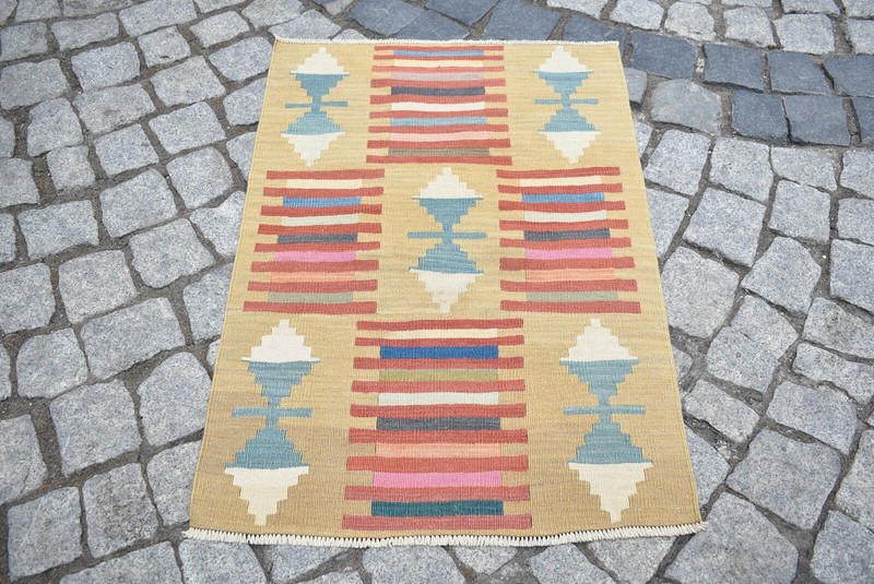 Turkish Small Rug 23'' x 33'' Vintage Awesome Rug Hand Woven Oushak Wool Rug gallery
