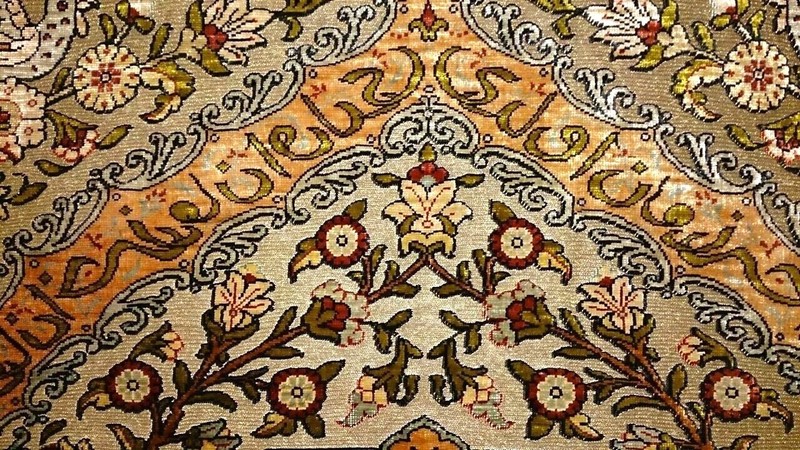 ULTRA HIGH COLLECTIBLE UZBEK HEREKE' RARE SILK RUG WEAVED W/ 24K GOLD THREADS gallery