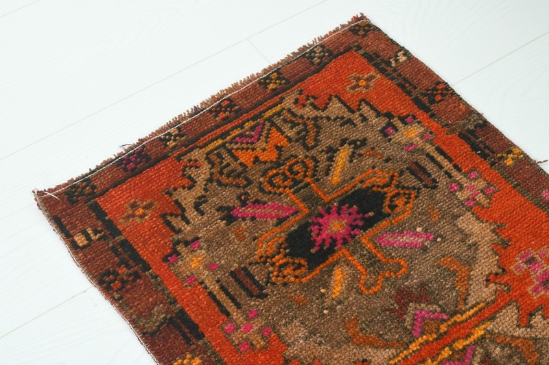 Turkish Door Mat Small Rug 2x3 Hand-Knotted Vintage Oushak Mini Rug Carpet,898 gallery