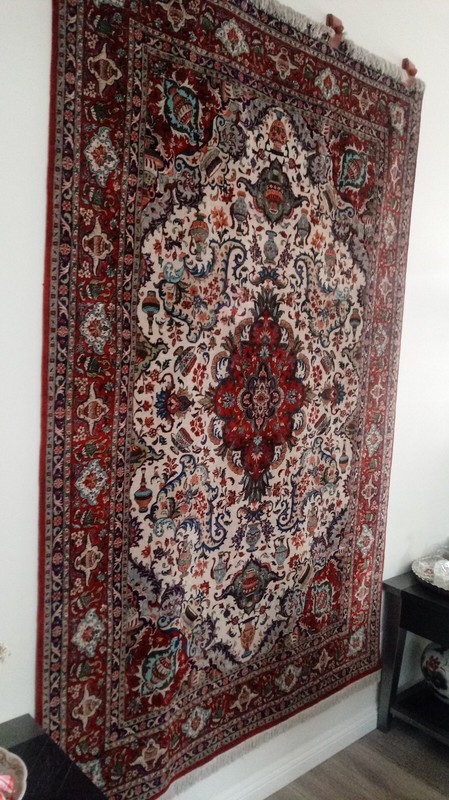 Vintage Handmade RARE Silk Wool Rug Displayed On Wall For Decades HTF Authentic gallery