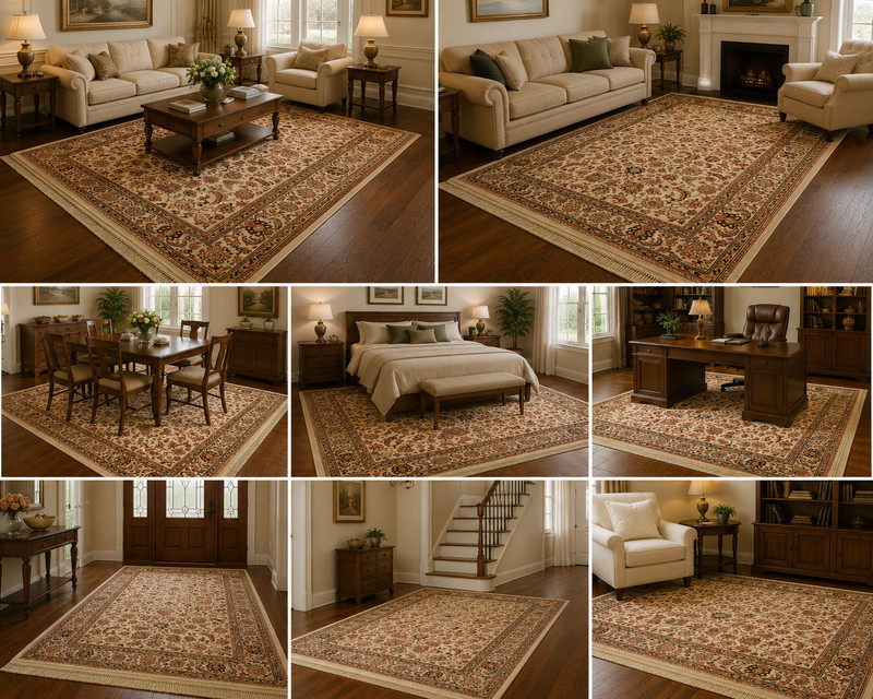 MINT AUTHENTIC AMERICAN KARASTAN ANTIQUE TABREZ PATTERN #738 CARPET 5'9" x 9' gallery